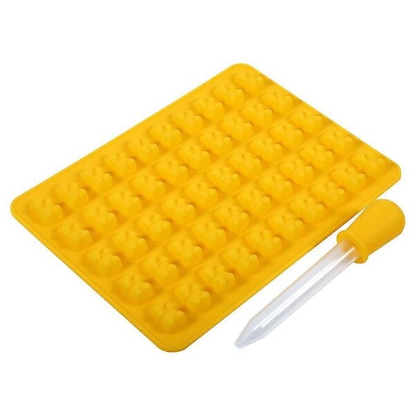 50 Cavities Chocolate Ice Tray Bear Silicone Maker Candy Mold Silicone DIY Mould Tool Yellow