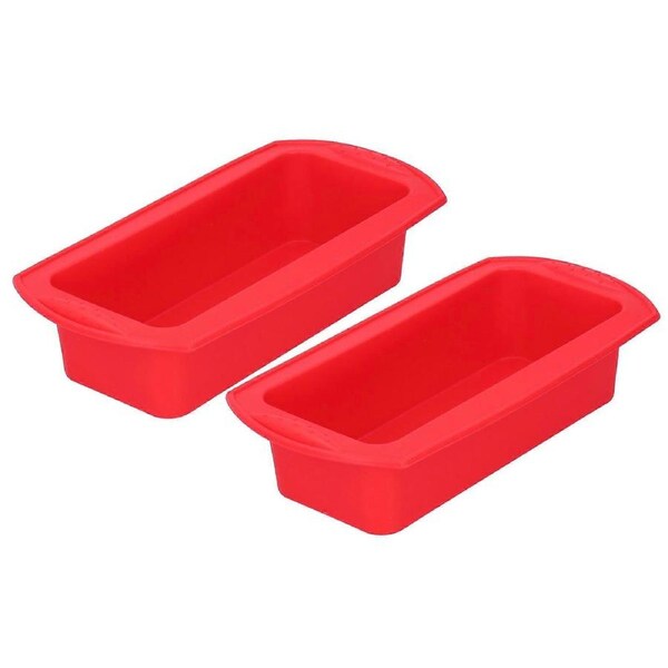 2Pcs Rectangle Silicone Cake Pan Bread Mold Baking Tool 2lb Cake Moulds Accessory Red