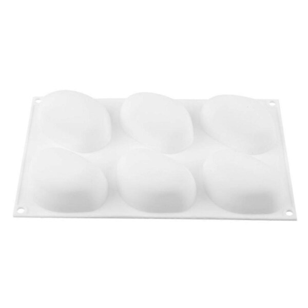 6 Cavity White Silicone Mould Pebble Stone Shape Baking Tool for Cake Mousse Dessert