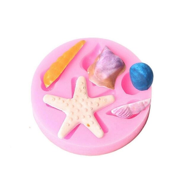 Marine Series Chocolate Mould Conch Starfish Shell Fishtail DIY Silicone Cake Mold 05#