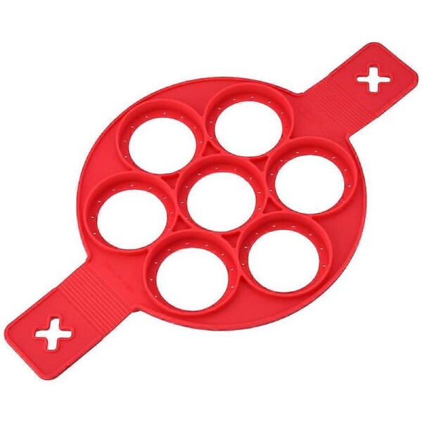 1Pc Home Non-stick Fantastic Pancake Silicone Ring Maker Kitchen Frying Egg Omelets Mold Red