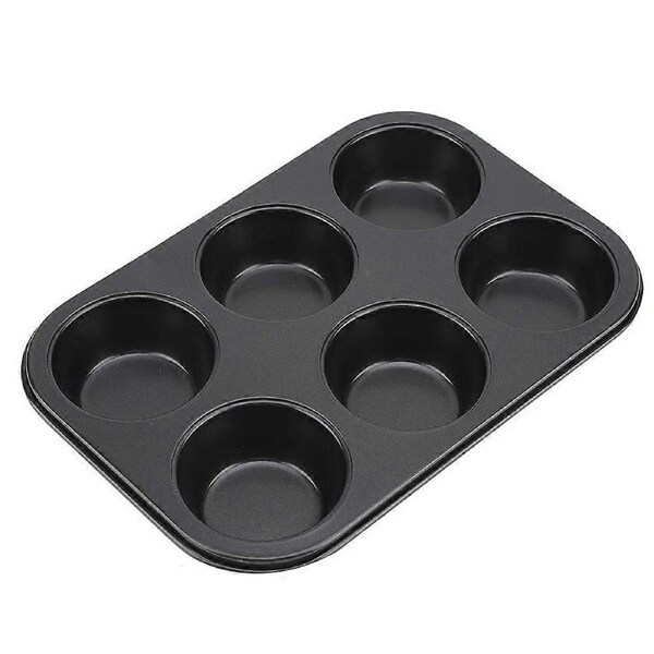 Carbon Steel Non-sticky Cake Muffin Baking Pan Mold Egg Tart (6 Cups)