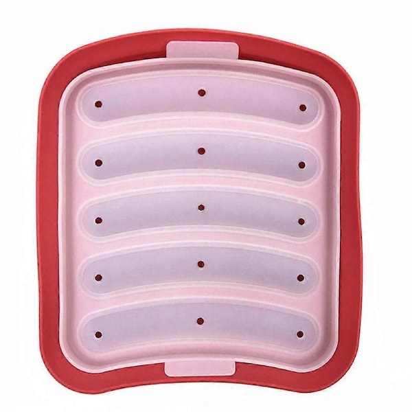 Food Grade Silicone DIY Sausage Making Mold Baby Food Supplement Baking Tools (Red)