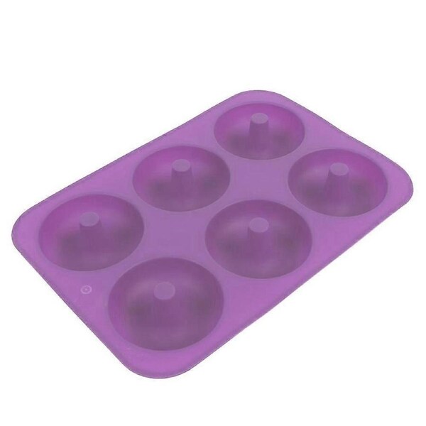 6-Cavity Silicone Donut Baking Pan Donut Chocolate Mold Microwave Freezer Safe(Ligh Purple)