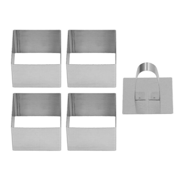 Stainless Steel Mousse Crumpet Rings Weldless High Temperature Resistance Making Muffin Tart Ring Mold Set Rectangle