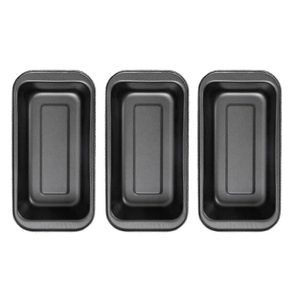 3PCS Cake Bread Baking Mold Rectangular Nonstick Baking Cake Pan Carbon Steel Bread Loaf Pan Black 15cm