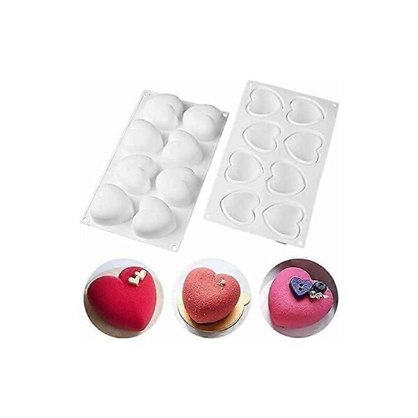 3D Heart Shaped Heart Shaped Mousse Silicone Cake Mold,Dessert Mold,Siliconemousse,Pastry etc. (8 heart-shaped 3D cavities)