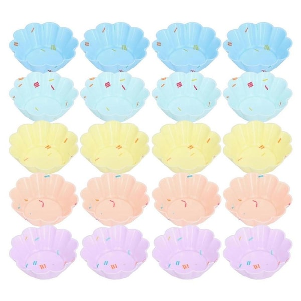 20Pcs Small Cake Cup Baking Mold Reusable Easy Clean Silicone Mini Cupcake Holders Petal Flower Set