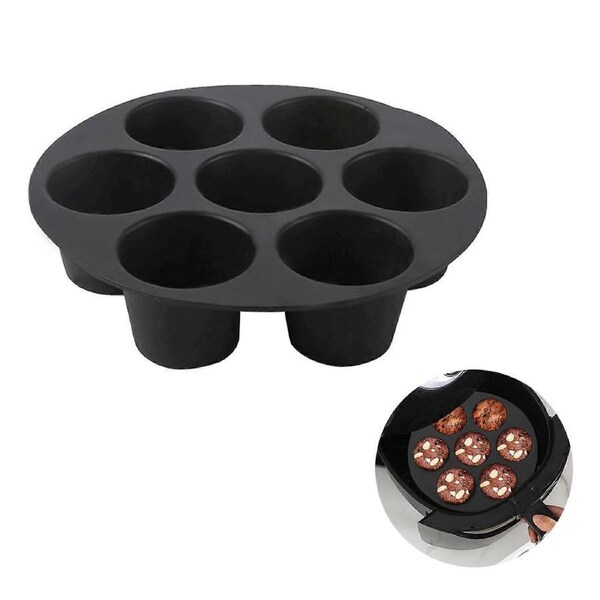 7 Hole Silicone Muffin Tray,Air Fryer Muffin Pans for Baking Cupcake Mold - Chocolate Mold Cupcake Maker (Black)