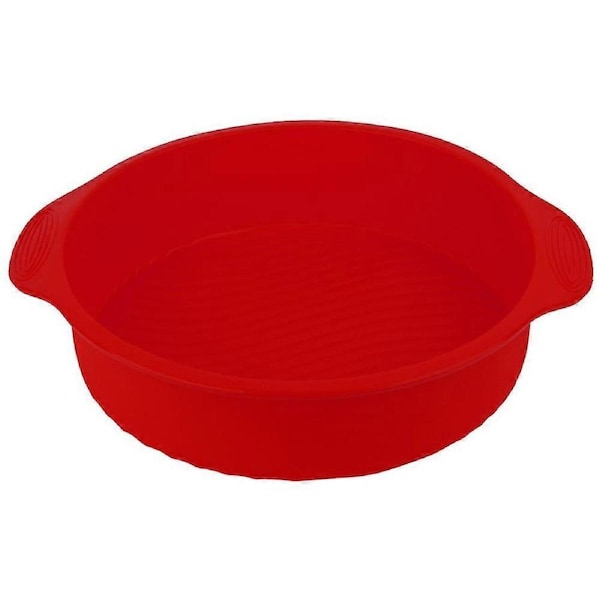 Baking Utensils Round Shape 3D Silicone Baking Cake Mold DIY Baking Cake Pan Tray(Red)