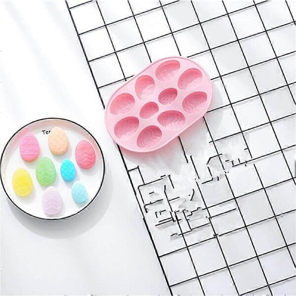 Tizzy 10 Cavities Silicone Cake Mold Easter Egg Shape Baking Mold for Making Jelly Easter Cake Mousse Chocolate Candy Jelly Cookies Mold