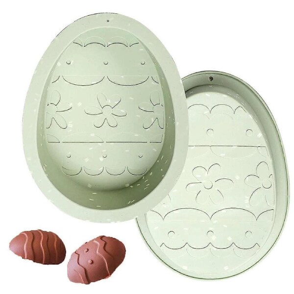 Egg Cake Pans, Easter Silicone Egg Chocolate Mold 2 Pack Large Breakable Egg Molds 7 Inch Cake Molds Easter Moulds Silicone Chocolate Tray for Easter