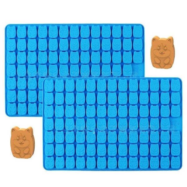 2 PCS Mini Heart&Star Silicone Mold, 296 Cavity Non-Stick Gummy Bear Mold for Chocolate, Fondant, Candy, Biscuits, Cookie, Jelly