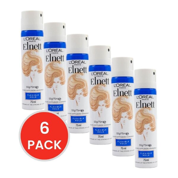 L'Oreal Paris Elnett Hairspray Flexible Hold 75mL (6 Pack)