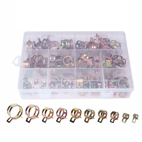 Adjustable Worm Gear 100pcs Steel Spring Clip Hose Clamps
