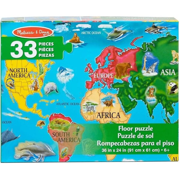 Melissa & Doug - World Map Floor Puzzle 33pc