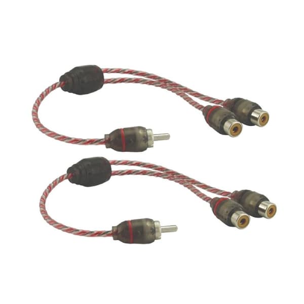 DNA 1 Male RCA to 2 Female RCA Y Split Interconnect Audio Cable Red