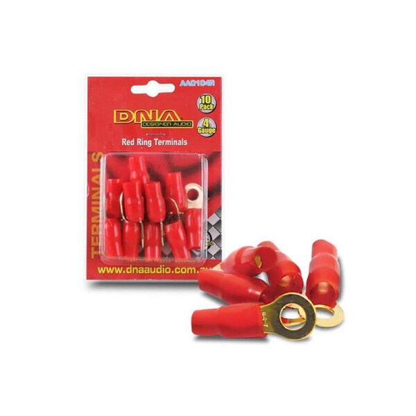 DNA AAC104R 4 Gauge Ring Terminals Red - 10 Pack