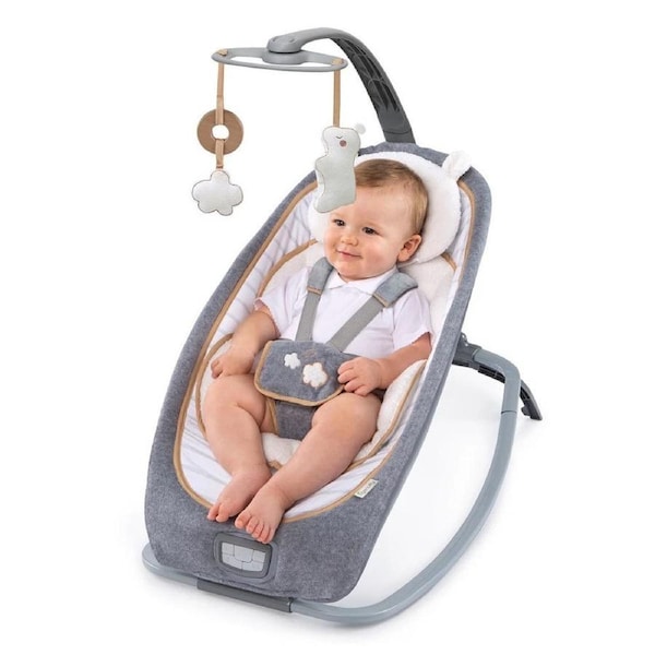 Ingenuity Boutique Rocking Seat/Chair Bouncer for Baby/Newborn Bella Teddy Grey