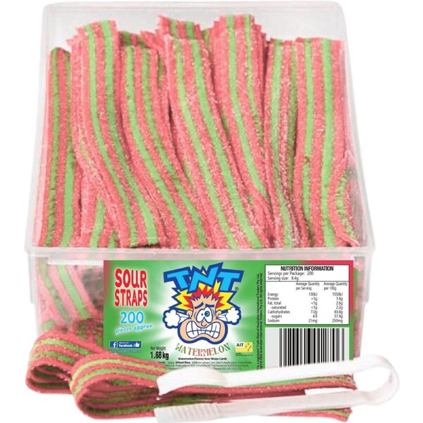 Tnt Sour Straps Watermelon (200 pieces) 1.68kg x 1
