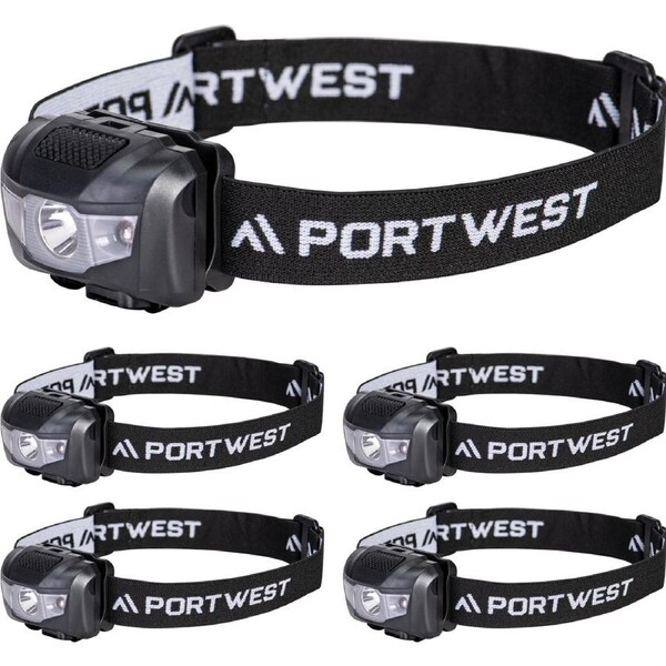 5x Portwest PA71 USB Rechargeable LED Head Torch Light Headlight Headlamp Bulk