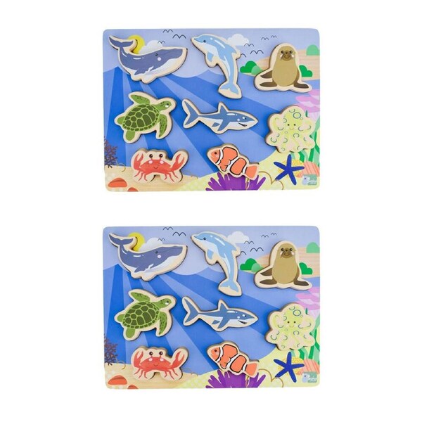 2x 8pc Koala Dream Sea Animals Wooden Chunky Puzzle/Toy 12m+