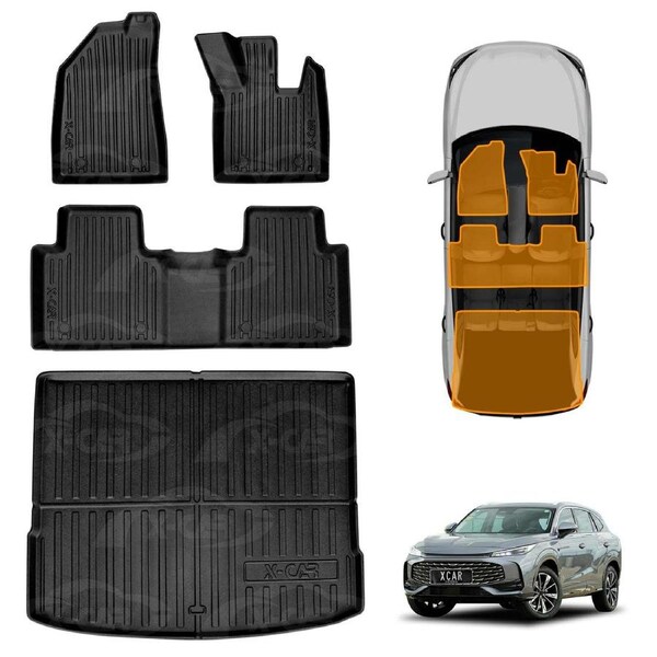 3D Floor Mats Boot Liner Set for MG HS AS33 Series 2024-Onwards All Weather Heavy Duty Cargo Car Trunk Luggage Tray Acessories