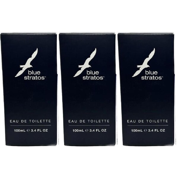 Blue Stratos EDT 100ml 3 Pack Mens Cologne Set Fresh Citrus Fragrance