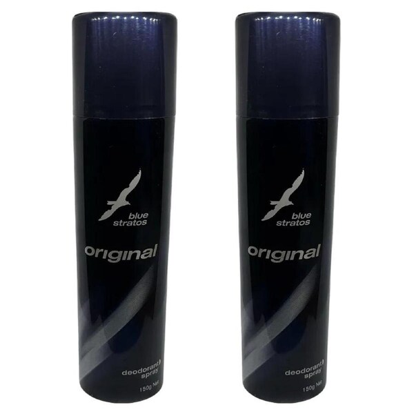 Blue Stratos Deodorant Spray 150g 2 Pack Fresh Long Lasting Fragrance Set