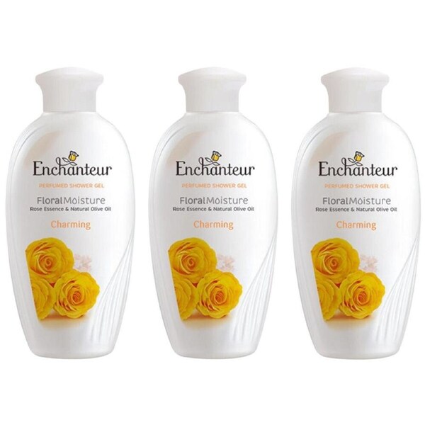 Enchanteur Charming Perfumed Shower Gel 200ml x 3 Pack with Silk Proteins