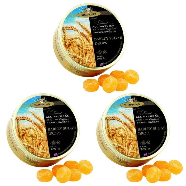 Simpkins 3 x Barley Sugar Drops 200g Tin Sweets Candy Lollies