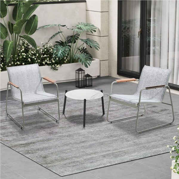 Livsip 3PCS Outdoor Bistro Set Patio Furniture Chair 50cm Coffee Table Textilene