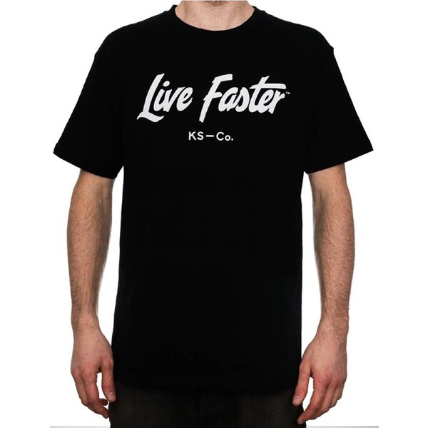 Killer Speed Co. Men Live Faster Tshirt Relaxed Fit Crew Neck Black Size XXL