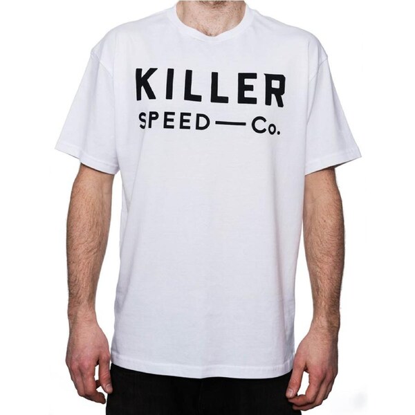 Killer Speed Co. Men Logo Cotton Tshirt Relaxed Fit Crew Neck White&nbsp; Size XXL