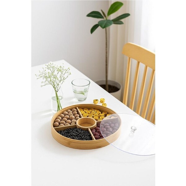 Round Bamboo Snack Serving Tray – Eco-Friendly Platter for Fruit, Cheese & Appetisers
