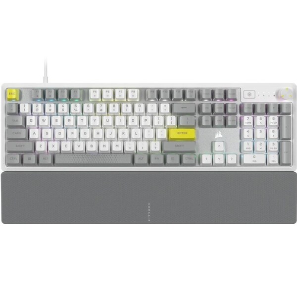 Corsair K70 CORE SE RGB MLX Red Switch Wired Mechanical Gaming Keyboard with Palm Rest - White (CH-9109D1E-NA(K70RED-WHT2-PLM))