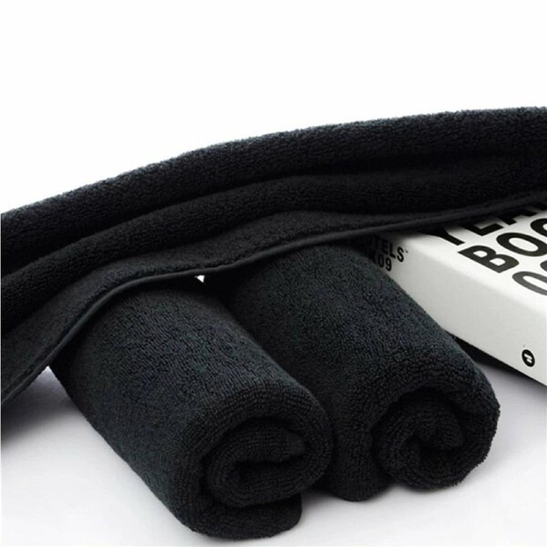 1x Black Microfibre Gym Sport Footy Travel Microfiber Towel Camping Swimming Drying