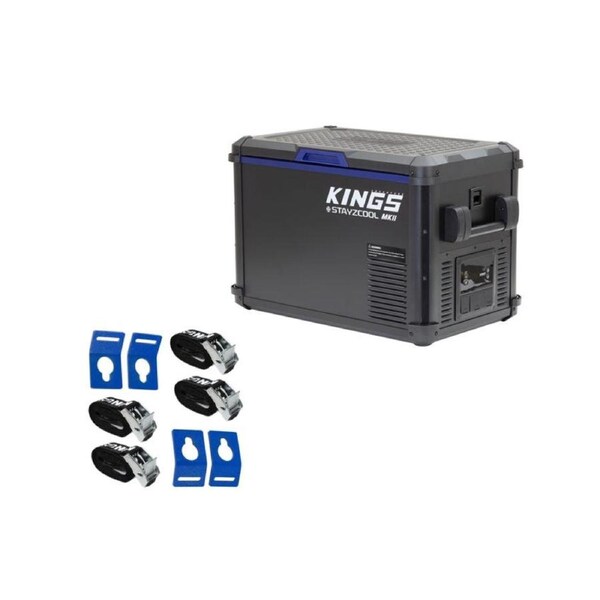 Adventure Kings 45L Portable Camping Fridge Freezer + Tie Down Straps (4 pack)