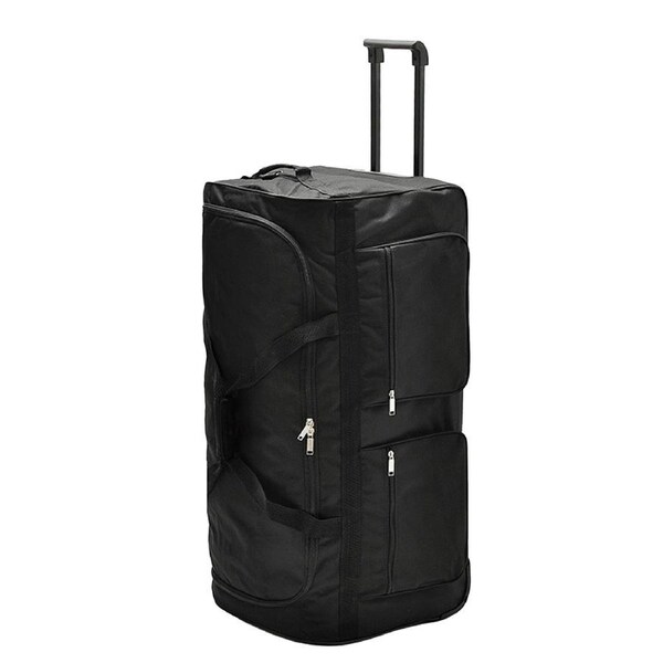 Large Black Wheeled Travel Duffle Bag – Rolling Luggage Trolley