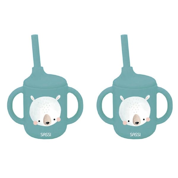 2PK Sassi Baby/Toddler Microwavable Silicone Sippy Cup Munchy The Bear 6m+