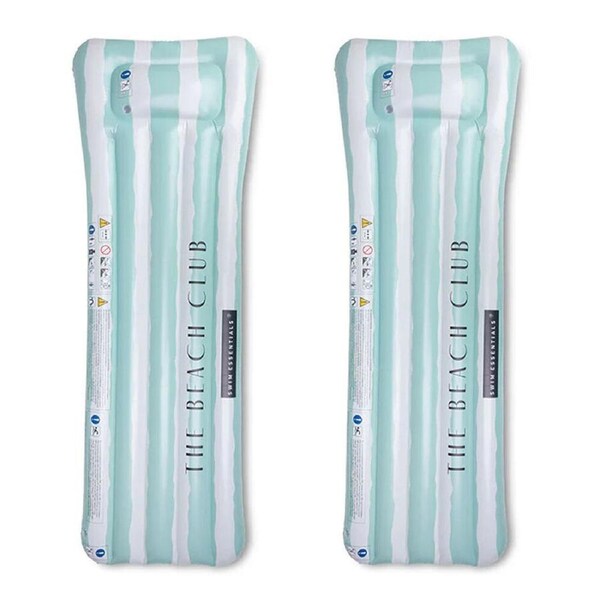 2PK Swim Essentials Inflatable Lie On Beach Pool Floater Resort Stripe 177cm 6y+