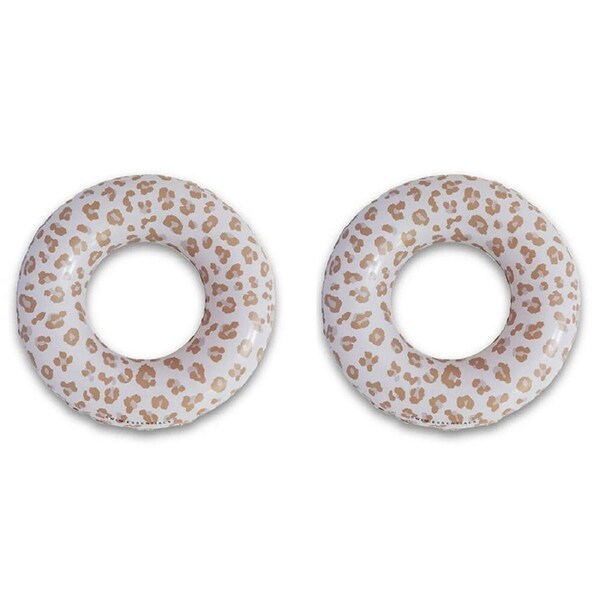 2PK Swim Essentials Kids Inflatable Swimming Ring Floater Beige Leopard 90cm 6y+