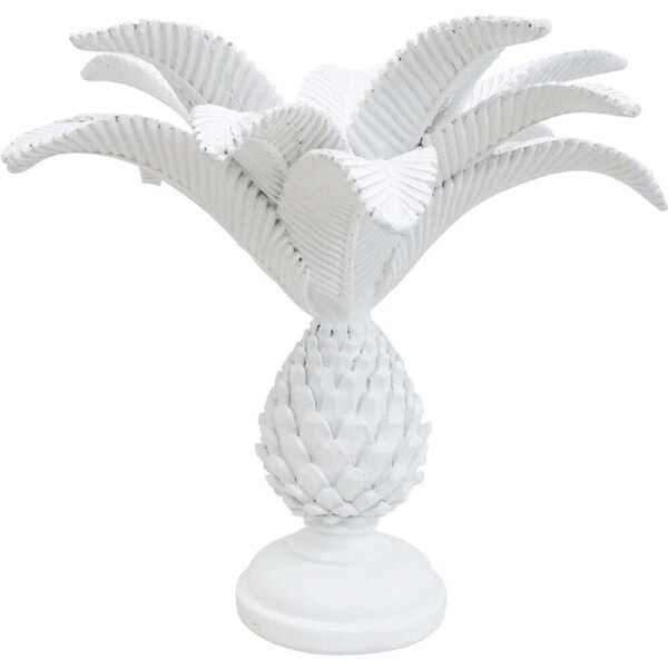 LVD Resin Candle Holder Large Tropical Palm Decoration 27x27x25cm White