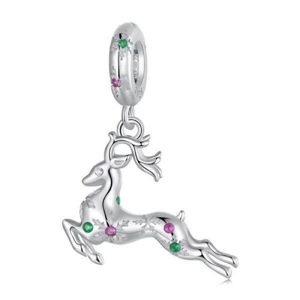 Catzon S925 Silver Pendant Charm Christmas Theme for Bracelets and Necklaces-Elk