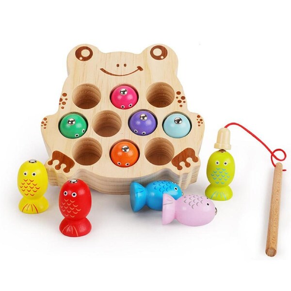 Catzon Wooden Magnetic Fishing Game Fine Motor Skills Toys for Toddlers-Frog1