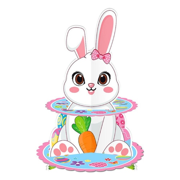 Catzon 2 Tier Cupcake Stand for Easter and Kids Theme Birthday Party Decorations-Rabbit