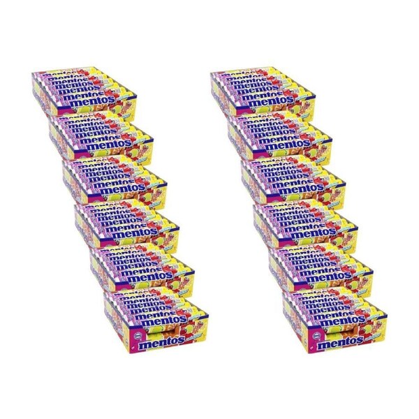 12x 14pc Mentos Rainbow Candy Roll Lollies 29g Chewy Dragees Confectionery