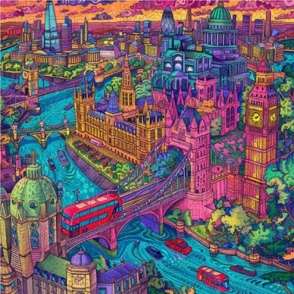 London Lights Wooden Puzzle (Trippy Puzzle Co 300pcs)