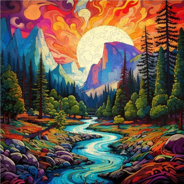 Chromatic Cliffs Wooden Puzzle (Trippy Puzzle Co 300pcs)