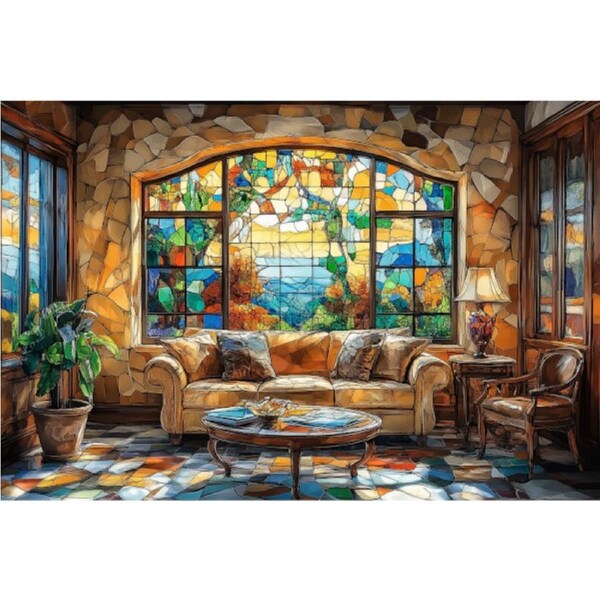 Rustic Refuge Stained Glass Wooden Puzzle (Trippy Puzzle Co 300pcs)